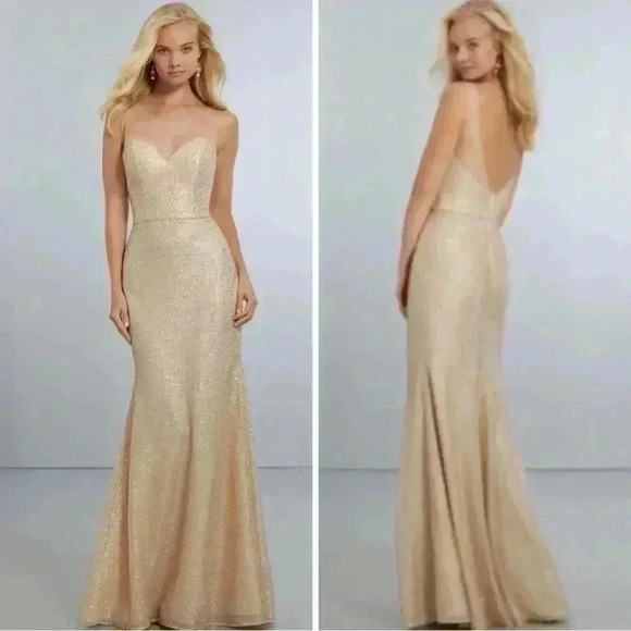 MoriLee Gold Sequin Gown
Sweetheart Neckline Illusion Size 6 - Picture 1 of 16
